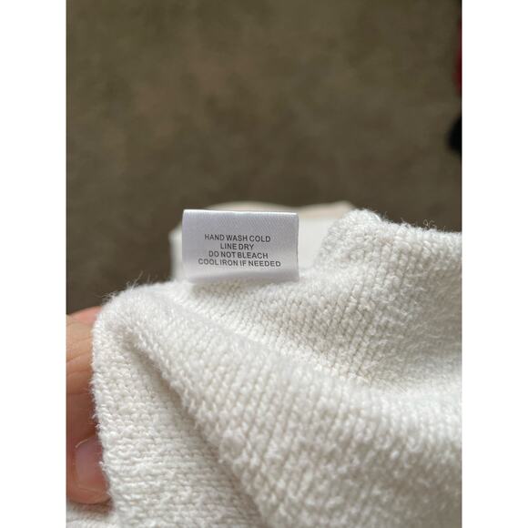 Evereve Lora Faux Leather Trim Pullover Sweatshirt Long Sleeve Cream Tan sz M - Picture 7 of 14